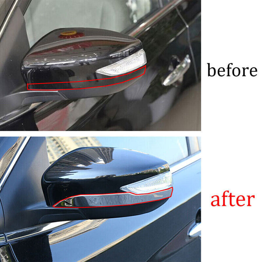 Silver Steel Exterior Door Rear View Mirror Strip Trim for Nissan Sentra 2013-19