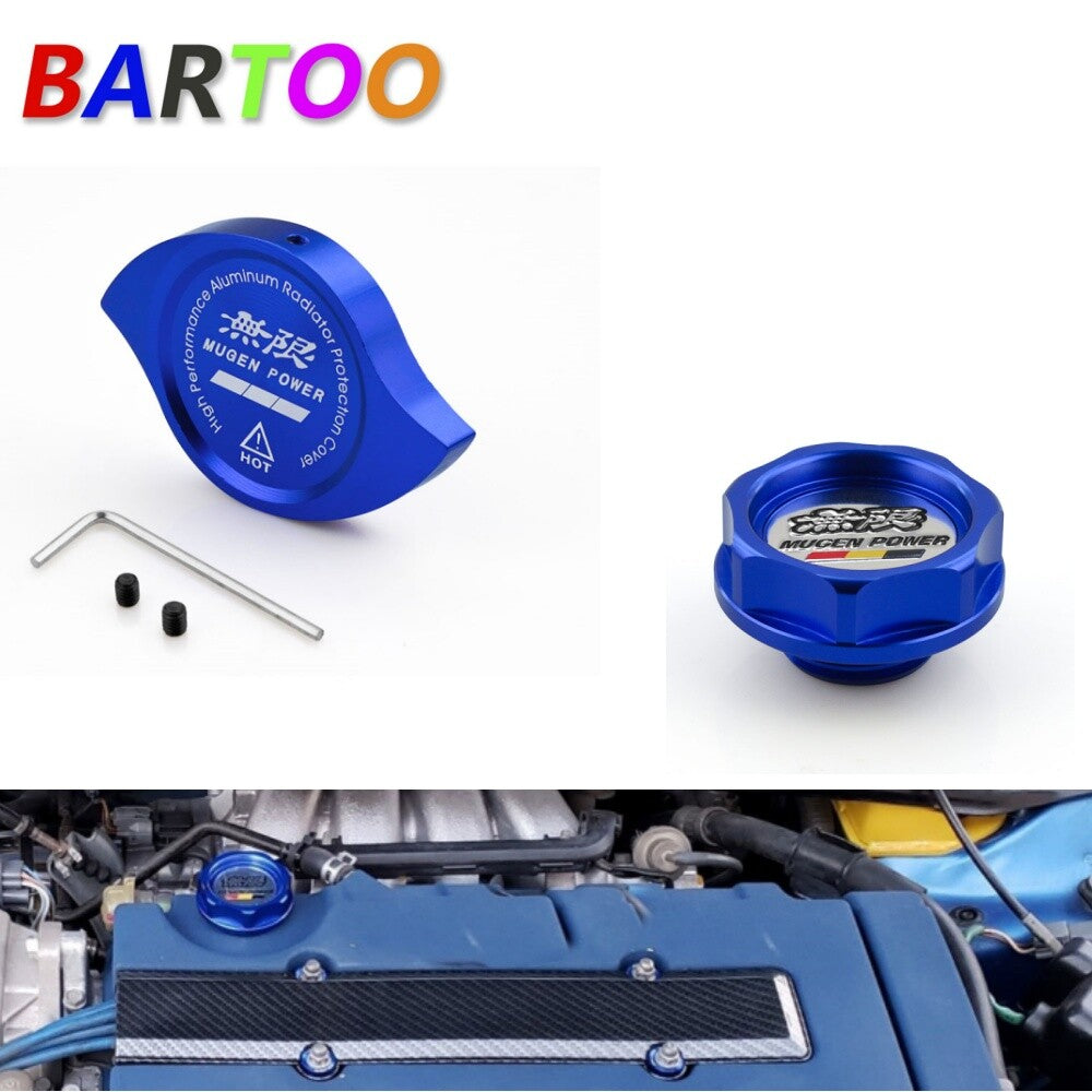 for Honda for Civic Engine Oil Filler Cap + Water Radiator Cap Mugen Red Q