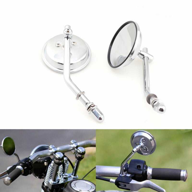 3Chrome Round Rear View Side Mirror for Harley Sportster Dyna Softail 1990-2014 Q