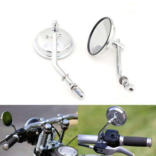 3Chrome Round Rear View Side Mirror for Harley Sportster Dyna Softail 1990-2014 Q