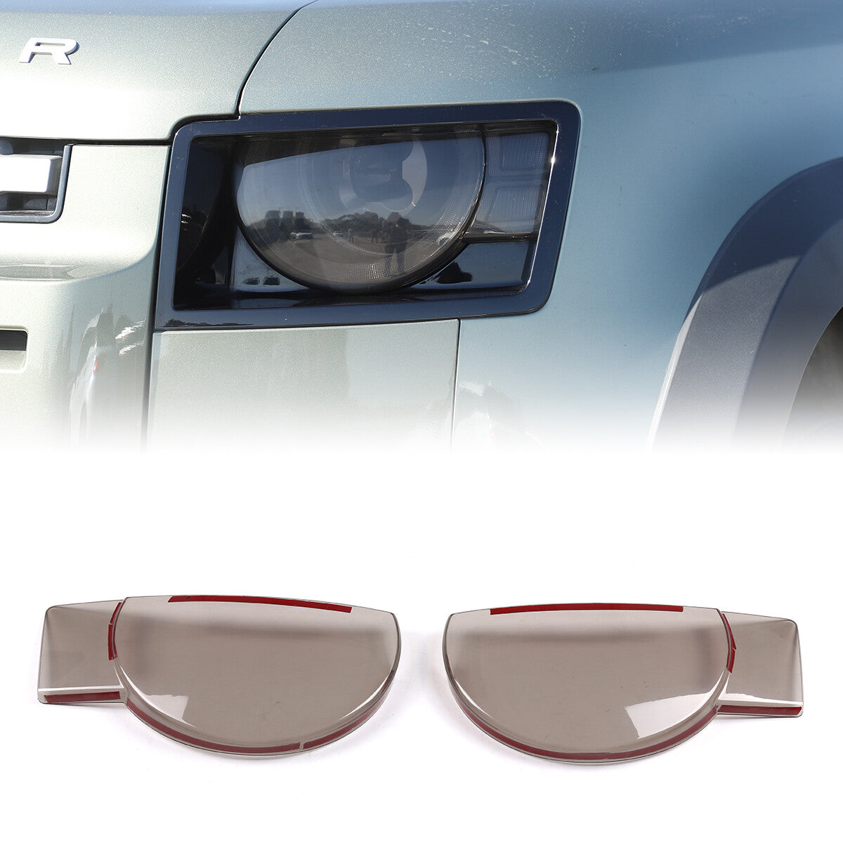 Smoked headlight covers suitable for Land Rover for Defender 90 and 110 (2020-22-)