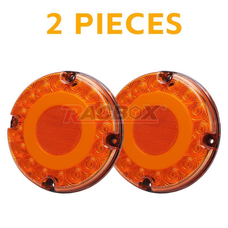 2pc 7 Round Yellow LED Tail Light For School Bus Transit Vehicles Refuse Hauler