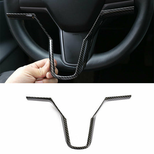 for Tesla Model 3 2017-2023 Carbon Fiber Steering Wheel U-Type Strip Cover Trim