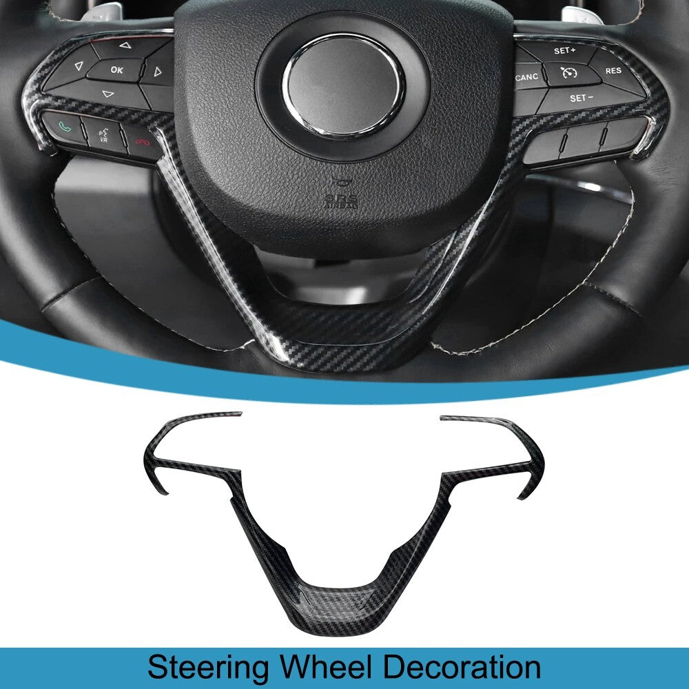 Carbon Fiber Steering Wheel Cover Trim Sticker for Jeep Grand Cherokee 2014-2023