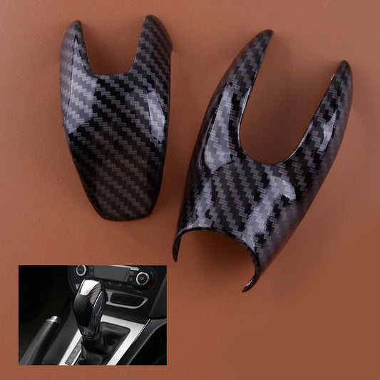 2Pc Carbon Fiber ABS Gear Shift Knob Cover Fit for Escape Kuga 2013-19 v