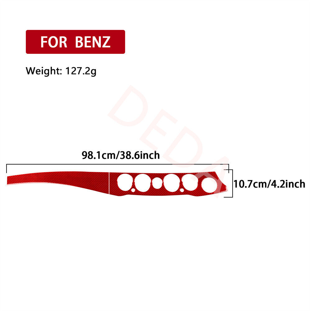 for Benz S Class W222 13-20 RHD Central Control Dashboard Panel Cover Red Carbon