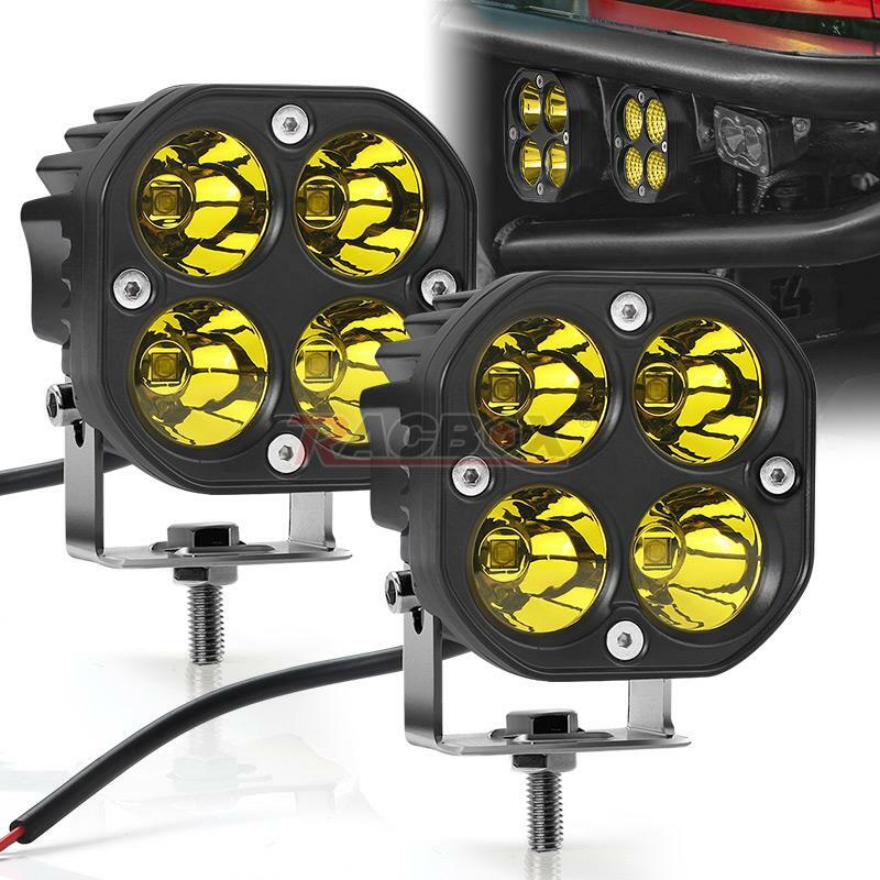 2X 3inch 80W LED Work Light Spot Cube Pods Driving Amber Fog Offroad Truck Boat