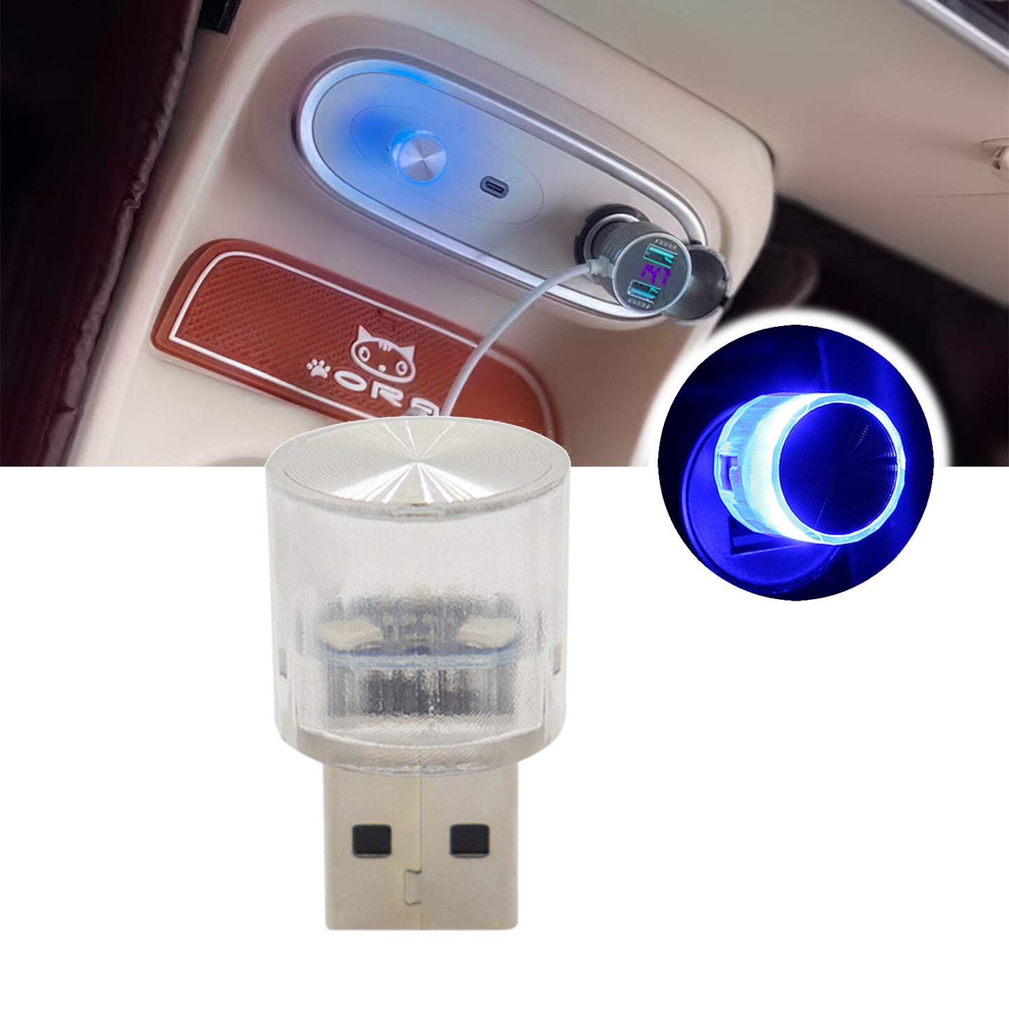 USB LED for Mini Car Light Neon Atmosphere Ambient Lamp Mood Light Accessories Blue