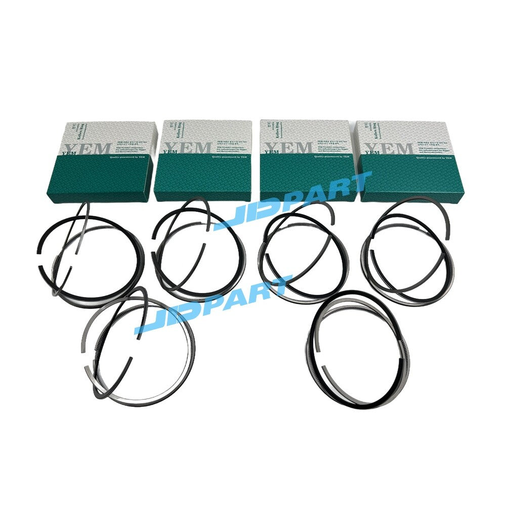 6-piece 6D105 piston ring set for diesel engines.