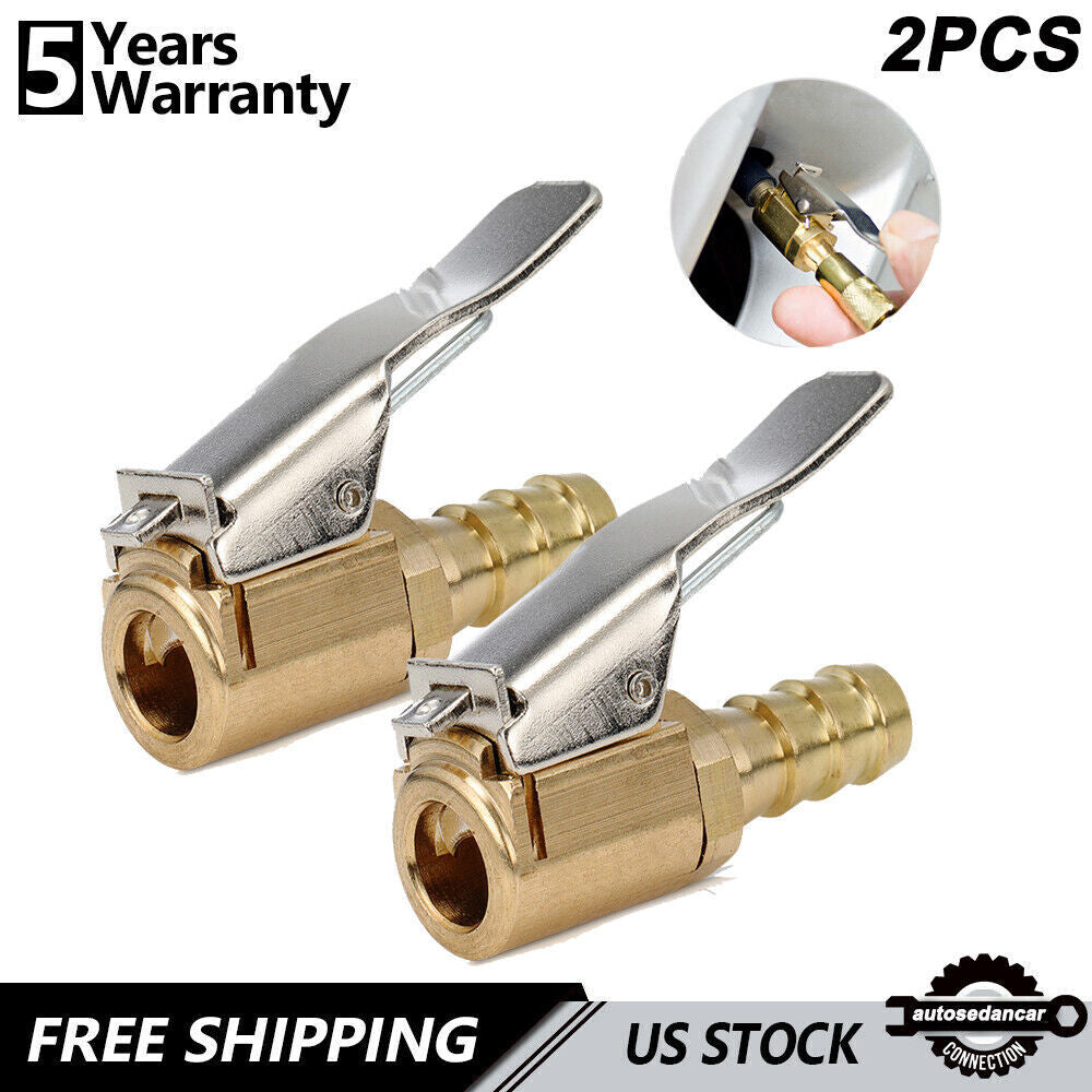 2x Open Flow Straight Lock-On Air Chuck with Clip For Tire Inflator Car Tools US