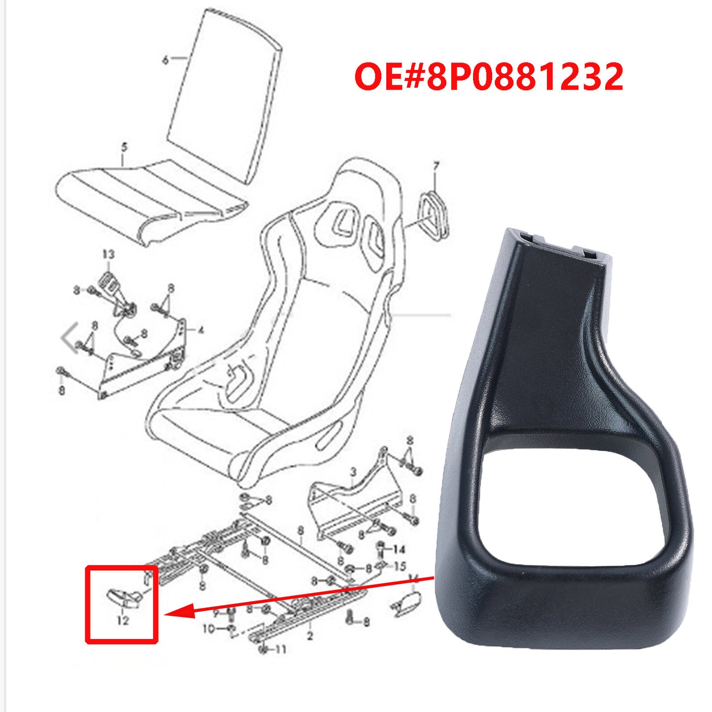 1X for Audi A3 8P TT 8J R8 for Seat Adjustment Handle Lever Front Right 8P0881232 AU Q