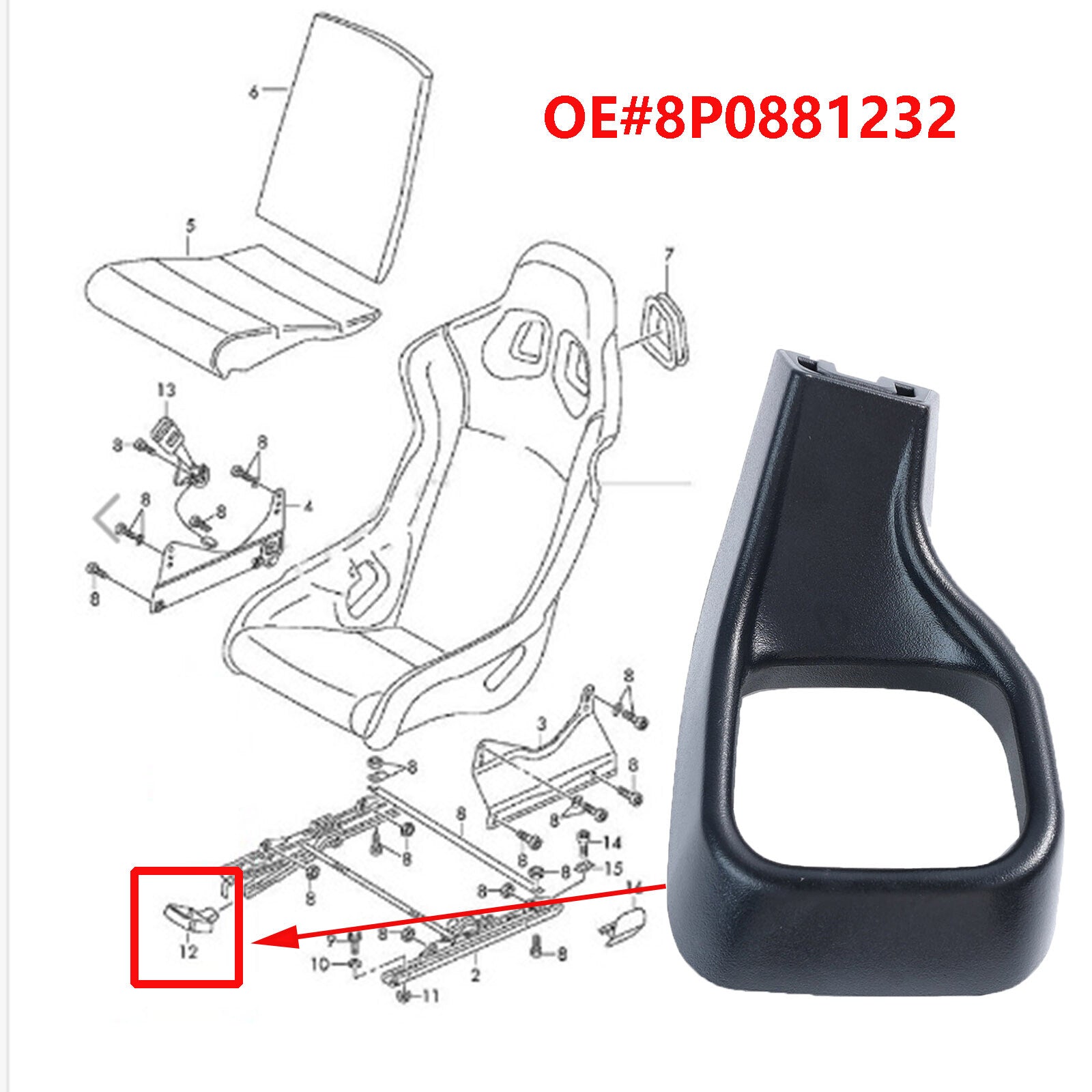 1X for Audi A3 8P TT 8J R8 for Seat Adjustment Handle Lever Front Right 8P0881232 AU Q