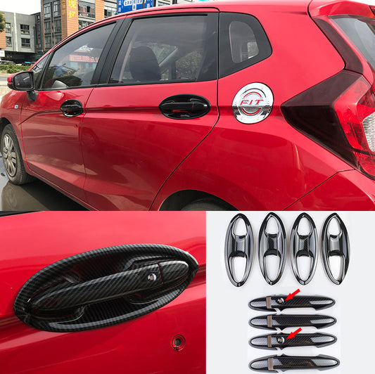 16PCS Carbon fiber Door Handle & Bowl Cover Trims For 2014-2020 for Honda FIT Jazz v