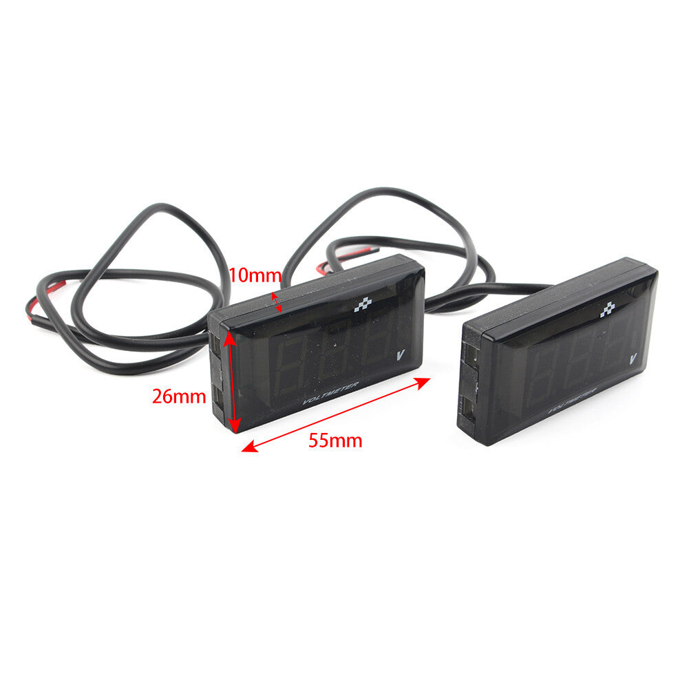 Green 12V Motorcycle Digital LED Display Voltmeter Voltage Gauge Panel Meter Q