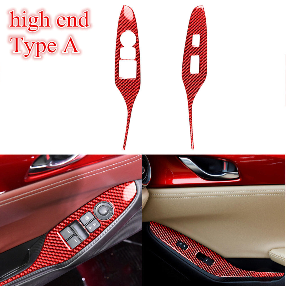 Red for Mazda MX-5 Carbon Interior High-end Door Window Lift Switch Cover Trim