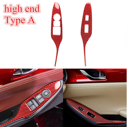 Red for Mazda MX-5 Carbon Interior High-end Door Window Lift Switch Cover Trim