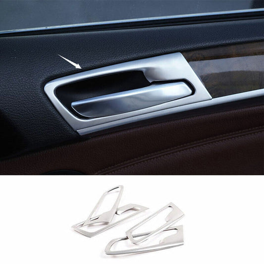 for BMW X5 X6 E70 E71 2008-13 Silver Steel Interior Door Handle Frame Cover Trim