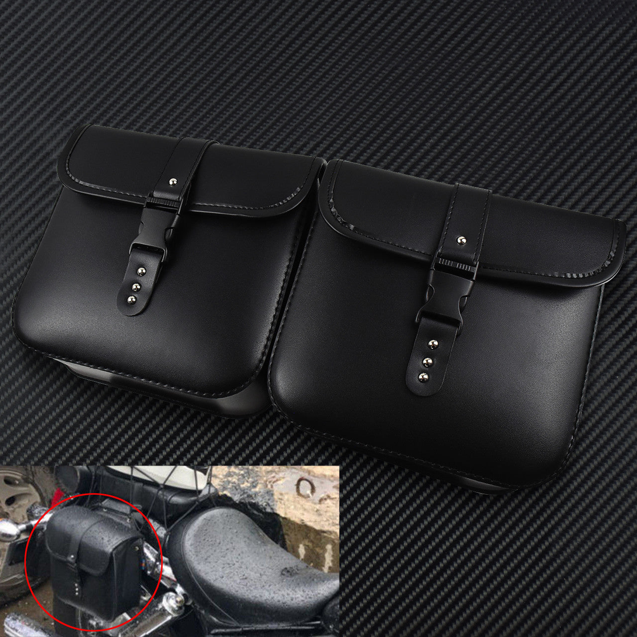 Motorcycle Saddle Bag Bike Side Storage Fork Tool Pouch Luggage Fit for Harley Q