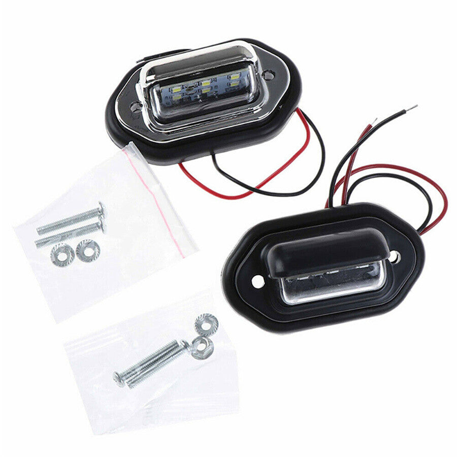 White LED License Plate Light Bulbs Car Truck Exterior Signal Lamps 2Psc 12V 24V