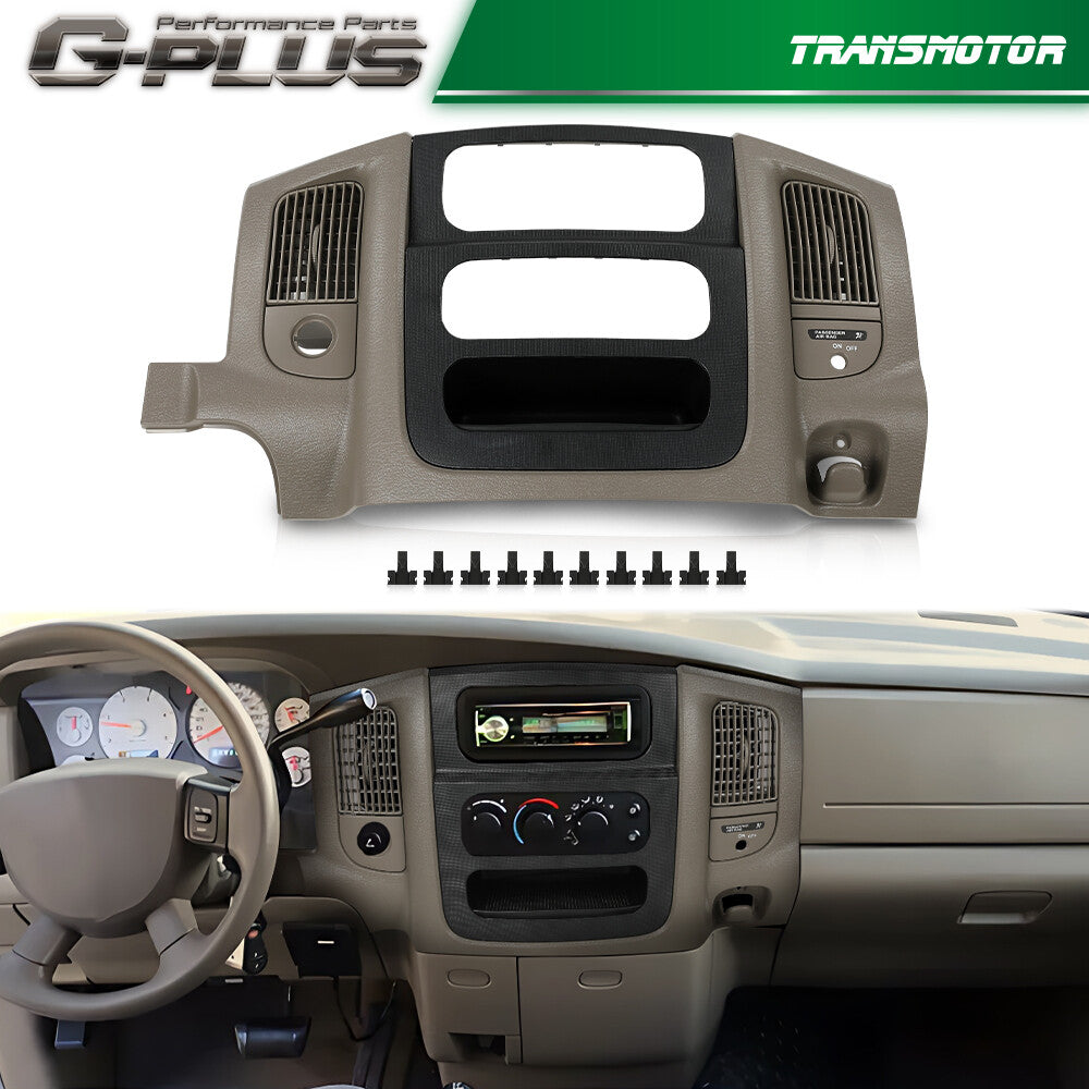 Fit For 02-05 for Dodge for Ram Radio Dash Ring with Climate Control Panel Beige Black - v