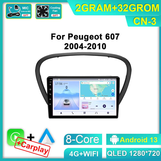CarPlay Car Radio for Peugeot 607 2004-2010 Stereo GPS Multimedia Player Screen