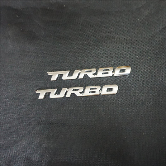2x Silver Chrome TURBO Small Metal Emblem Sticker Badge Decal Diesel Premium SUV