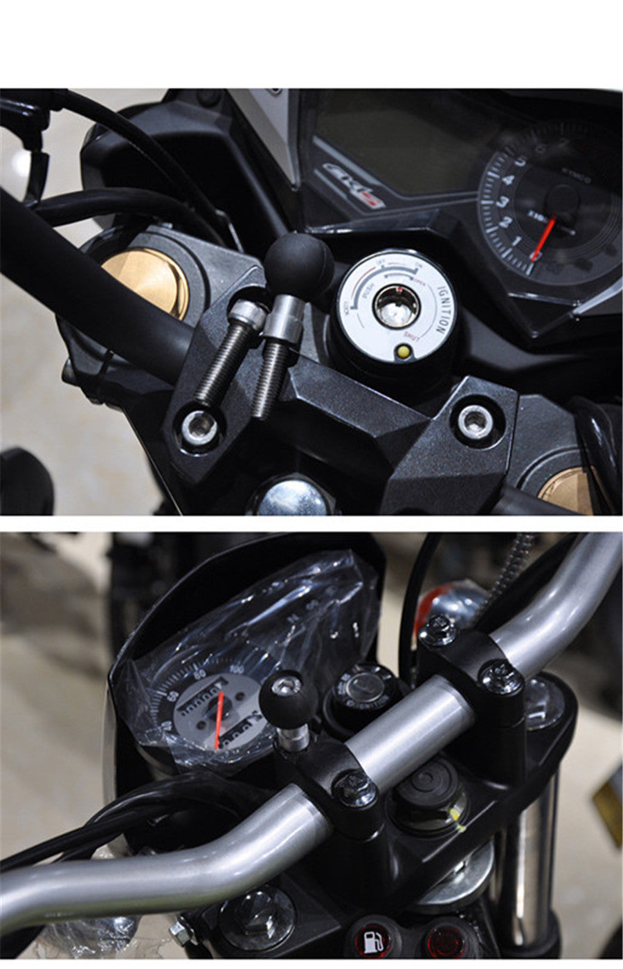Motorcycle Handlebar Clamp Base Set With 1 Rubber Ball  M8 Screws Q