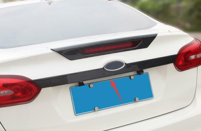 1P Carbon Fiber Rear Tailgate Trunk Lid Cover Trim for Ford Focus Sedan 15-2018