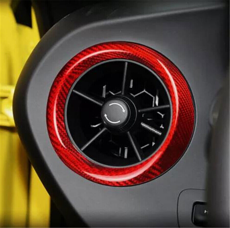 Red Real Carbon Fiber Air Vent Outlet Cover Trim For 2016-2021 Camaro n