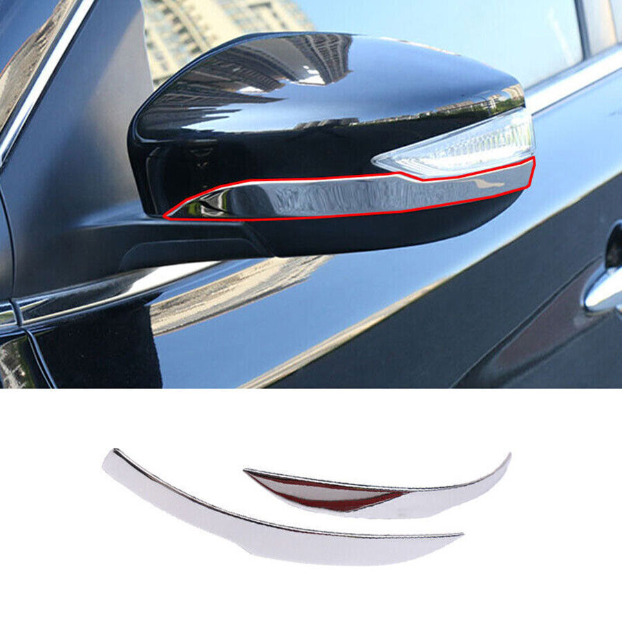 Silver Steel Exterior Door Rear View Mirror Strip Trim for Nissan Sentra 2013-19