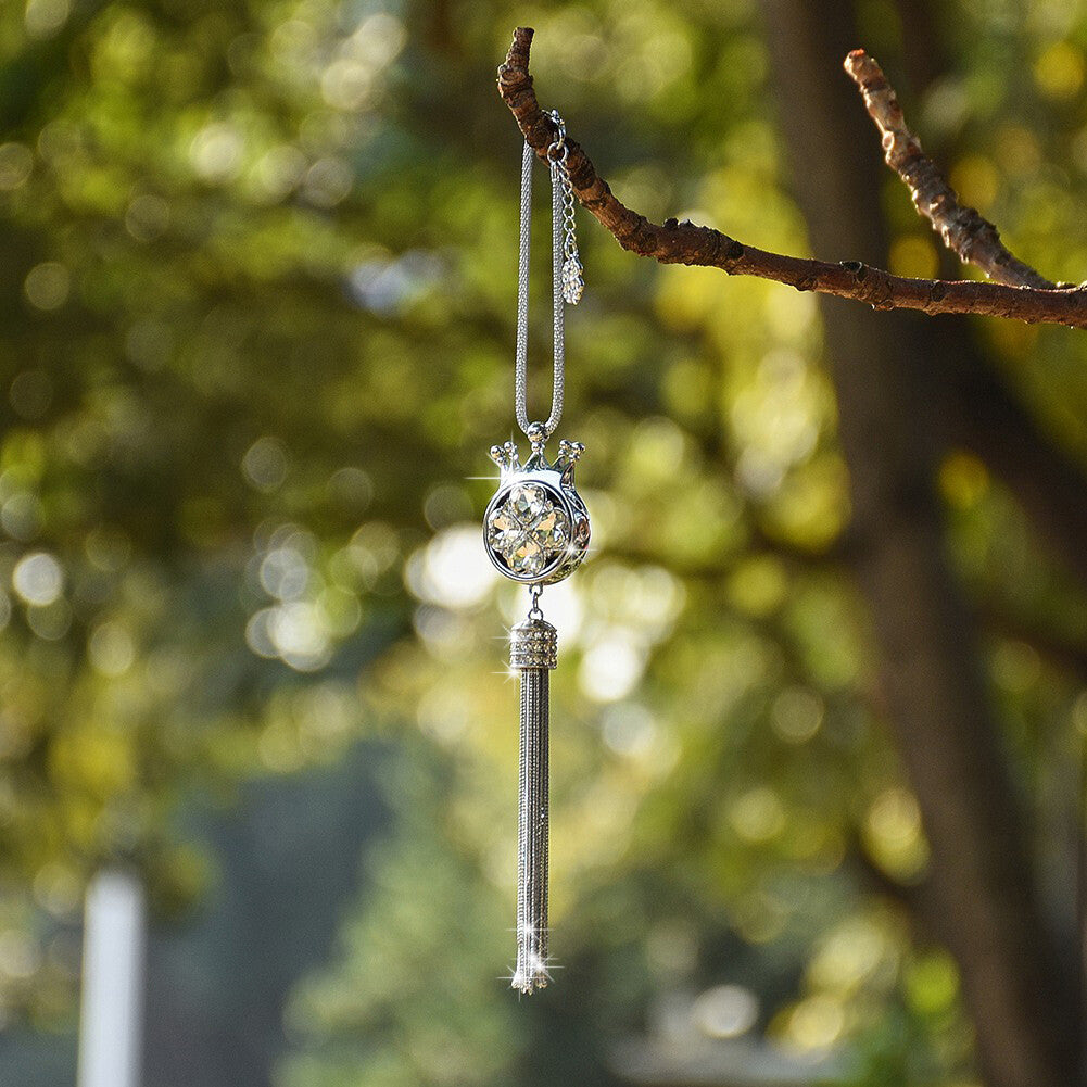 Car Rearview Mirror Pendant Shiny Crystal Crown Hanging Interior Decor Clear