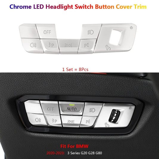 8 x for BMW 3 Series G20 G80 G28 Car Interior Headlight Switch Button Cover Trim