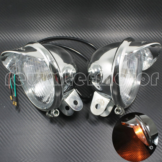 2x Fog Light Lamp Headlight Visor Motorcycle Universal Chrome ABS Plastic Q