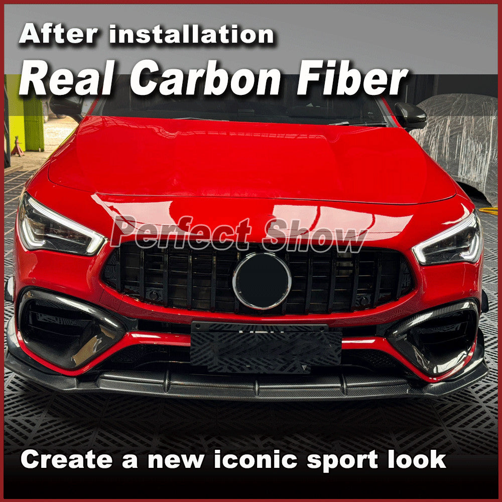 for Benz W118 C118 CLA45 AMG 2020-23 REAL CARBON Front Air Vent Trim Cover Fins