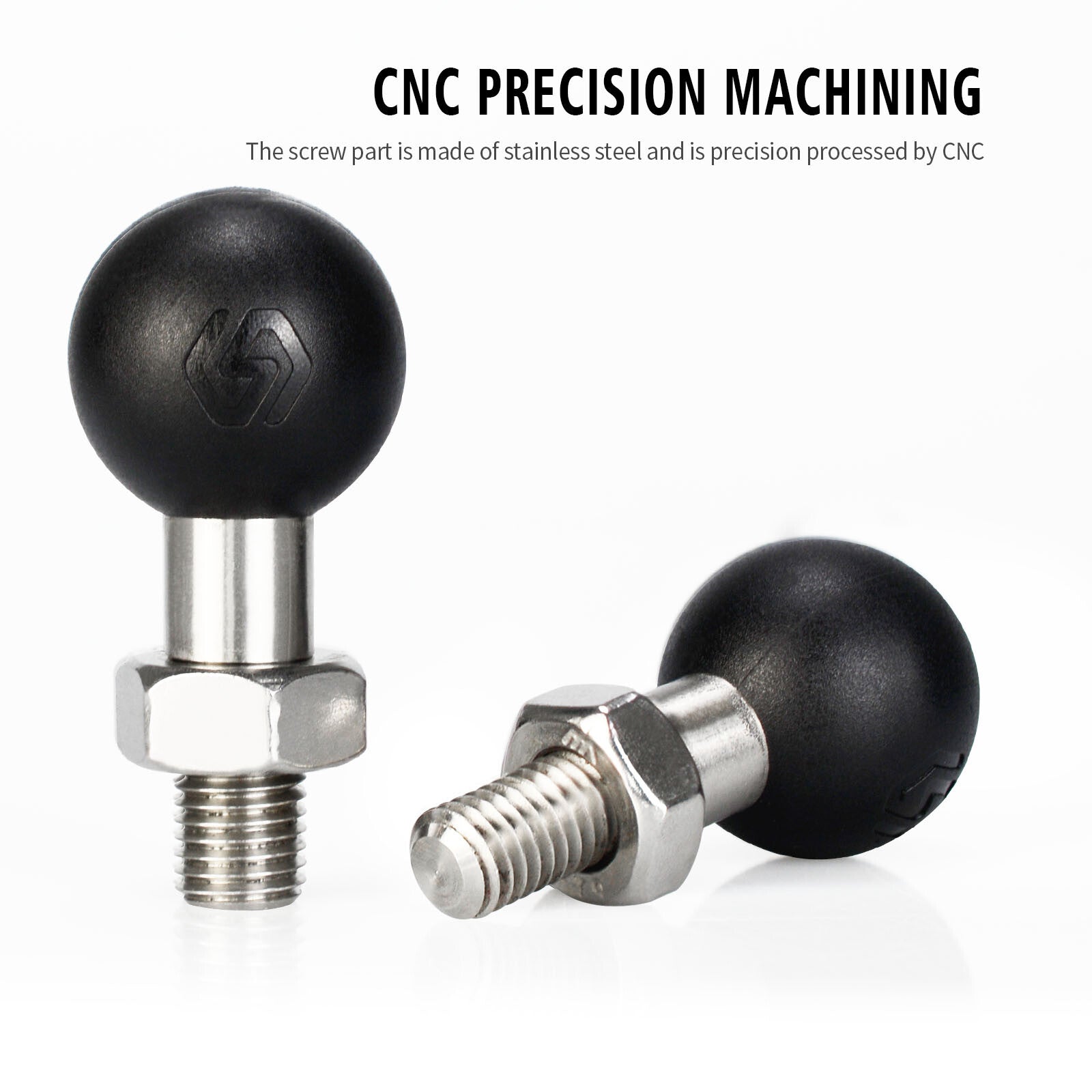 Motorcycle Handlebar Ball Base 1in M10 X 1.25 Male Thread Mount Stainless Steel Q