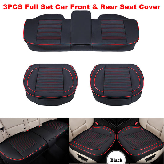 3-piece complete set of car front and rear for seat covers, cushions, and protective pads made of polyurethane synthetic leather. n
