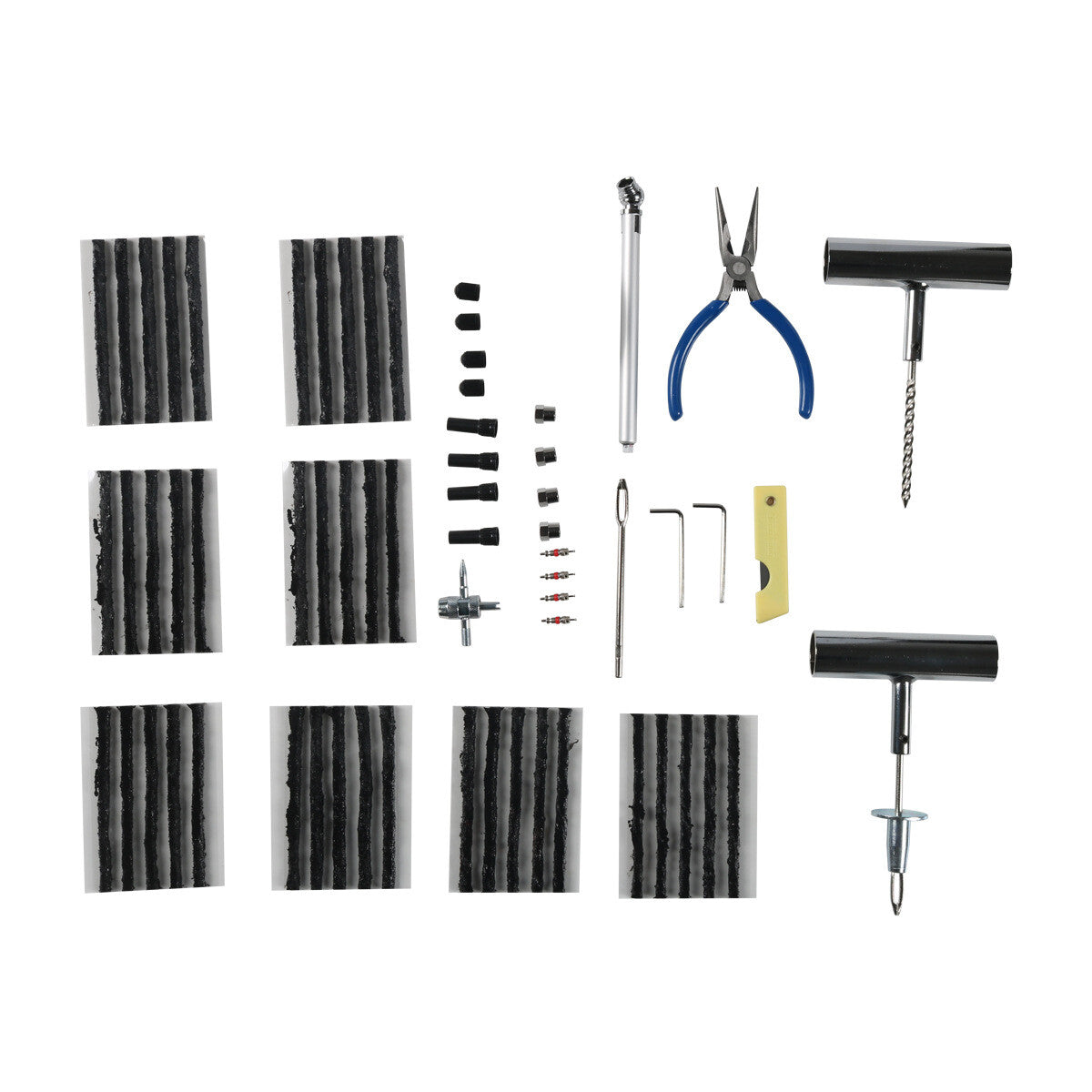 68-piece tire repair tool kit with patching tools for all car tires - n