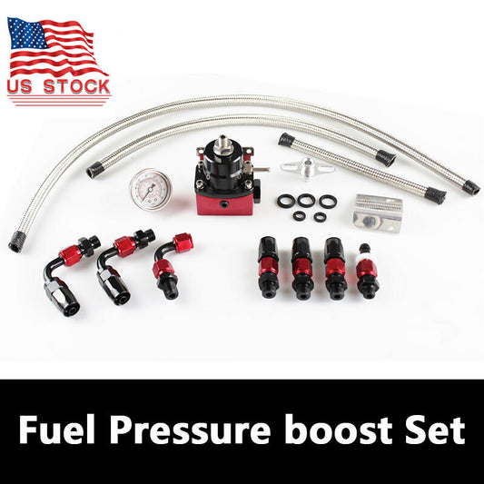 Racing Adjustable Fuel Pressure Regulator Kit Oil 0-100psi Gauge AN-6 Fitting Q