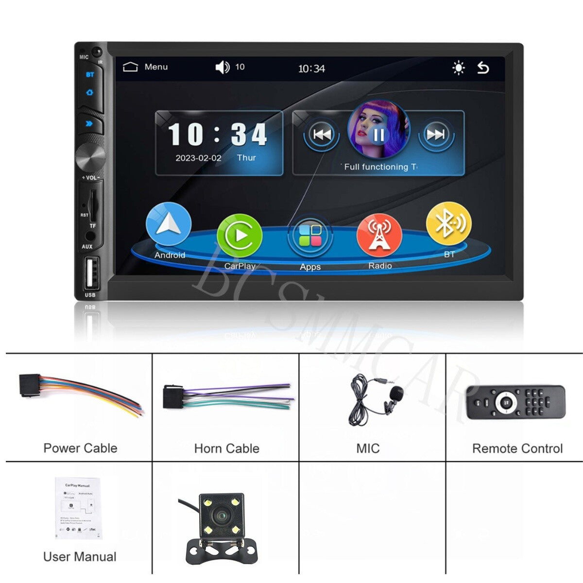 For Wireless Apple Carplay Car Stereo Android Auto Bluetooth Multimedia Player