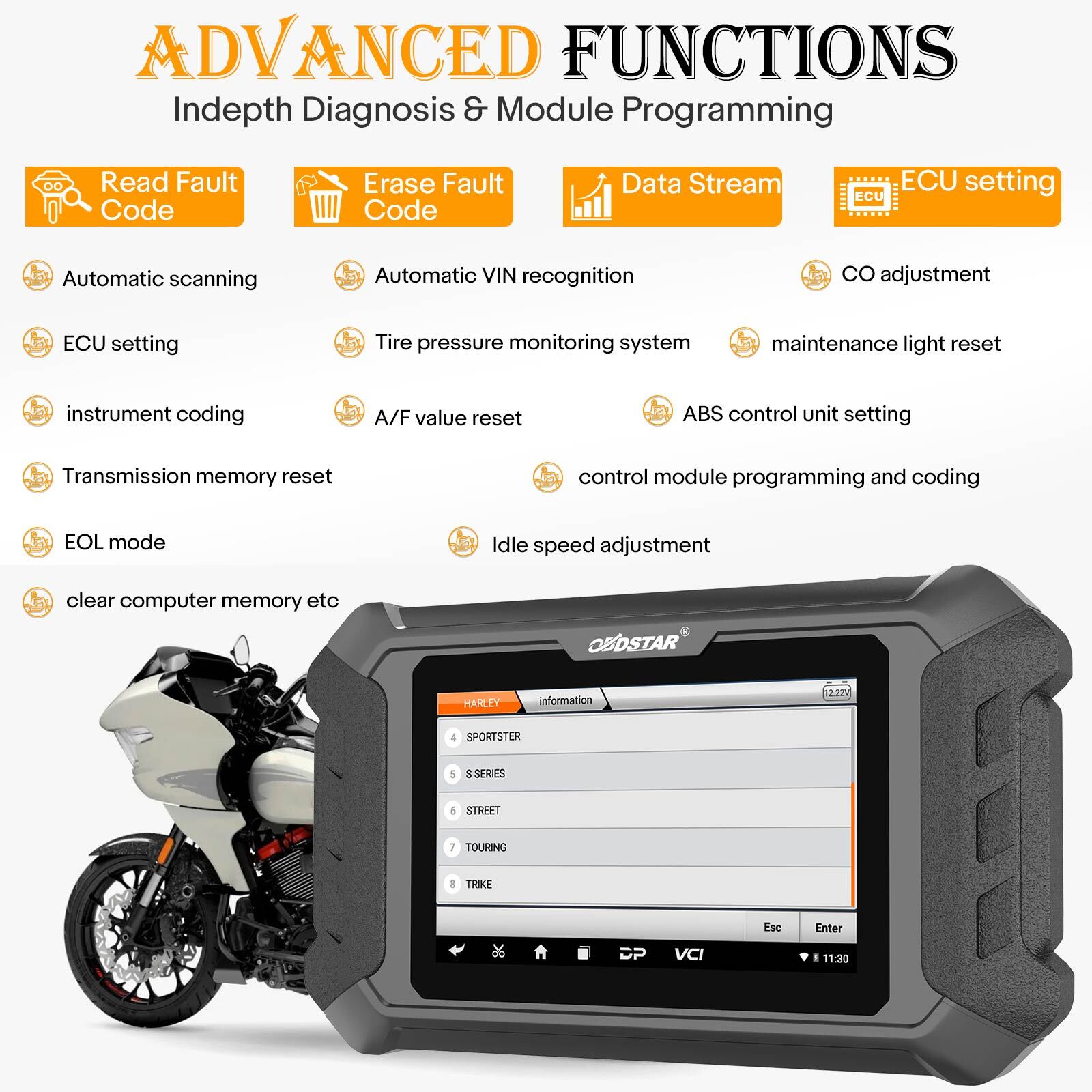OBDSTAR iScan for Harley Davidson Motorcycle Diagnostic Scanner K-ey Progarm
