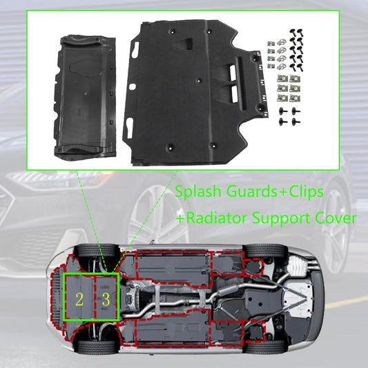 for Audi A6 (4G/C7) A7 (4G) 2011-18 Radiator Support Cover+Splash Guards+Clips n