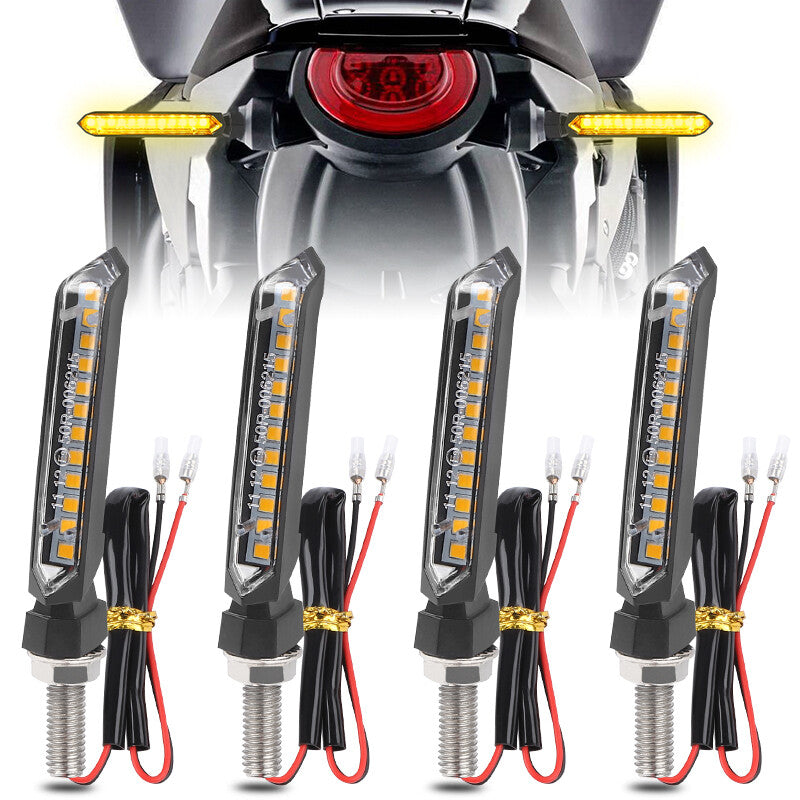 4pcs Motorcycle LED Turn Signals Amber Light Flowing for Kawasaki ZX636 KLX250S