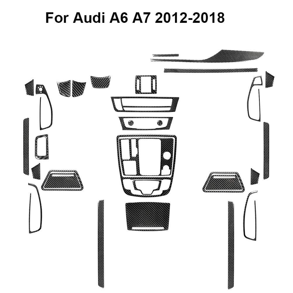 32Pcs Carbon Fiber Interior Full Kit Cover Trim Sticker for Audi for A6 A7 2012-2018