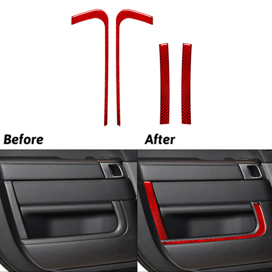 4Pcs Red Carbon Fiber Exterior Door Handle Cover Trim for Audi A4L A5 2017-2022 v