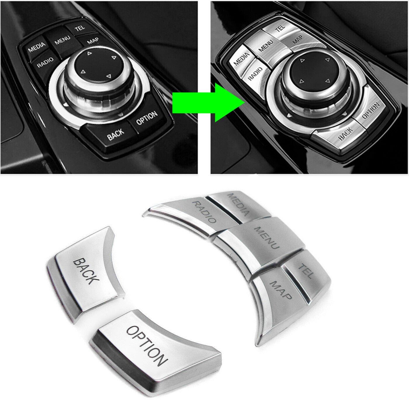 5Pcs Cover Trim for BMW 3 4 5 6 X1 X3 X5 X6 Series iDrive Multi-Media Buttons