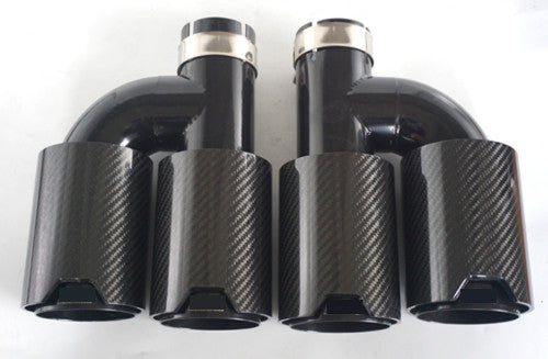 for BMW Dual Carbon Fiber Exhaust TWIN End Tips Tail Pipe 63mm In 93MM Out New