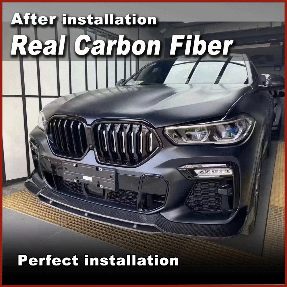 Fit for BMW X6 G06 M Sport 2020-2022 Real Carbon Fiber Front Bumper Lip Spoiler