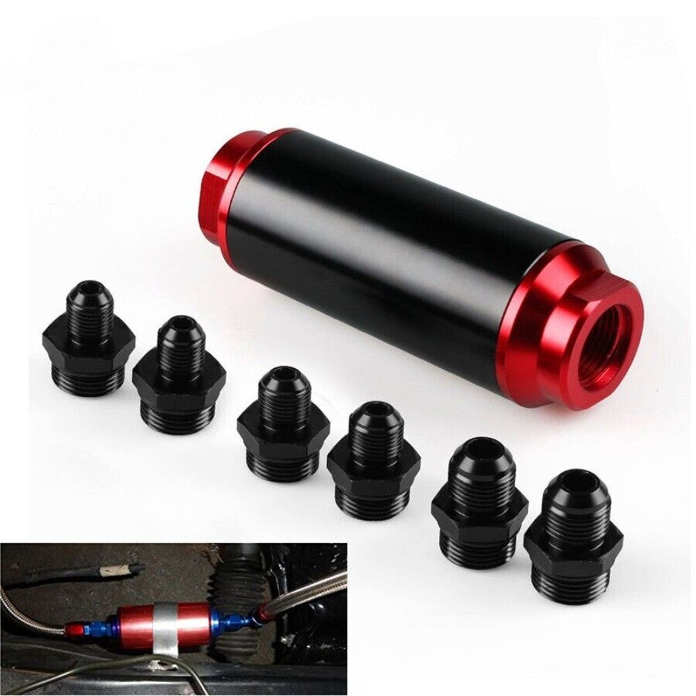 44mm High Flow Racing Car Inline Fuel Filter with AN6,AN8,AN10 Fitting Adapter n