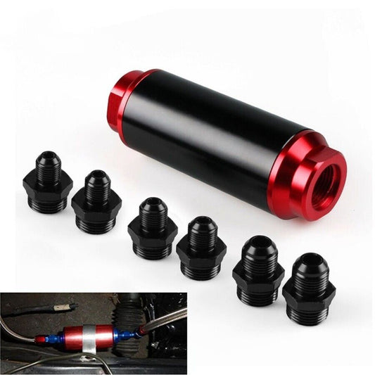 44mm High Flow Racing Car Inline Fuel Filter with AN6,AN8,AN10 Fitting Adapter n