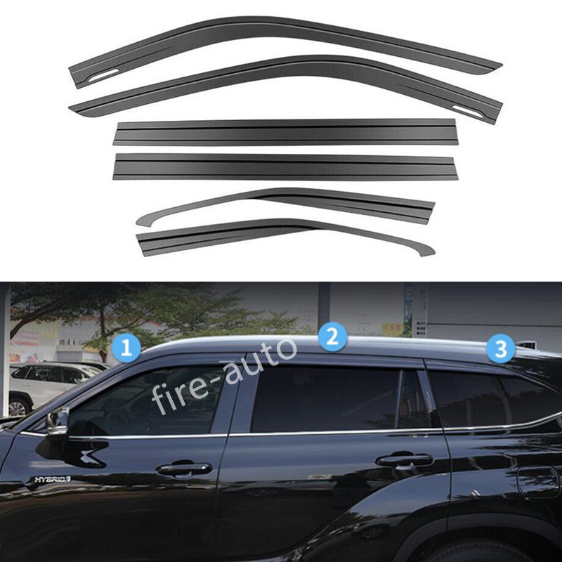 Black For 22-2024 Toyot@a Highlander Window Wind Deflector Visor Rain Wind Guard n